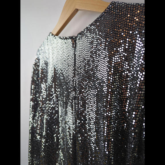 [SOLD] NWT $425 L'AGENCE Women's Sz US 4 S SUNNY Glitter Dress Metallic Silver - Picture 11 of 12